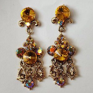 Fancy gold tone new year eve prom cruise pierced earrings